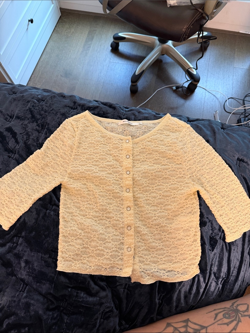 Moussy Cream Lace-Trim Top